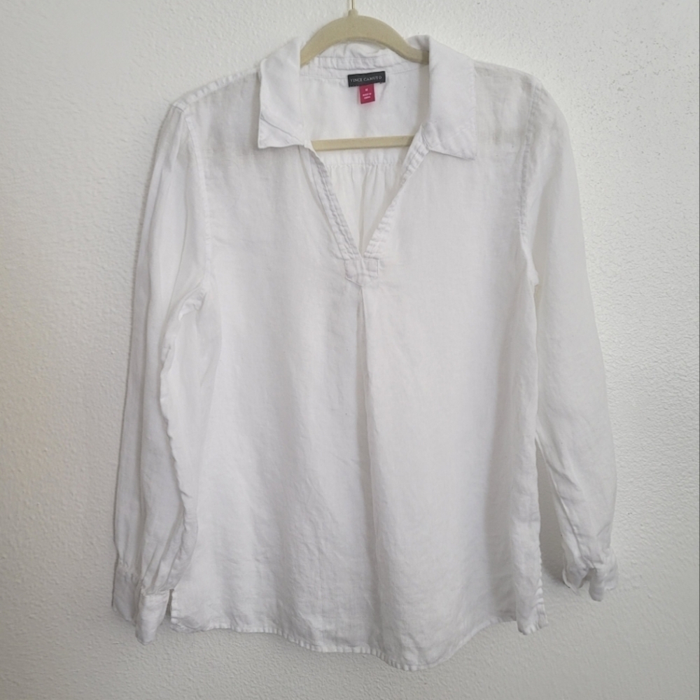Vince Camuto 100% Linen Pullover Blouse, Medium